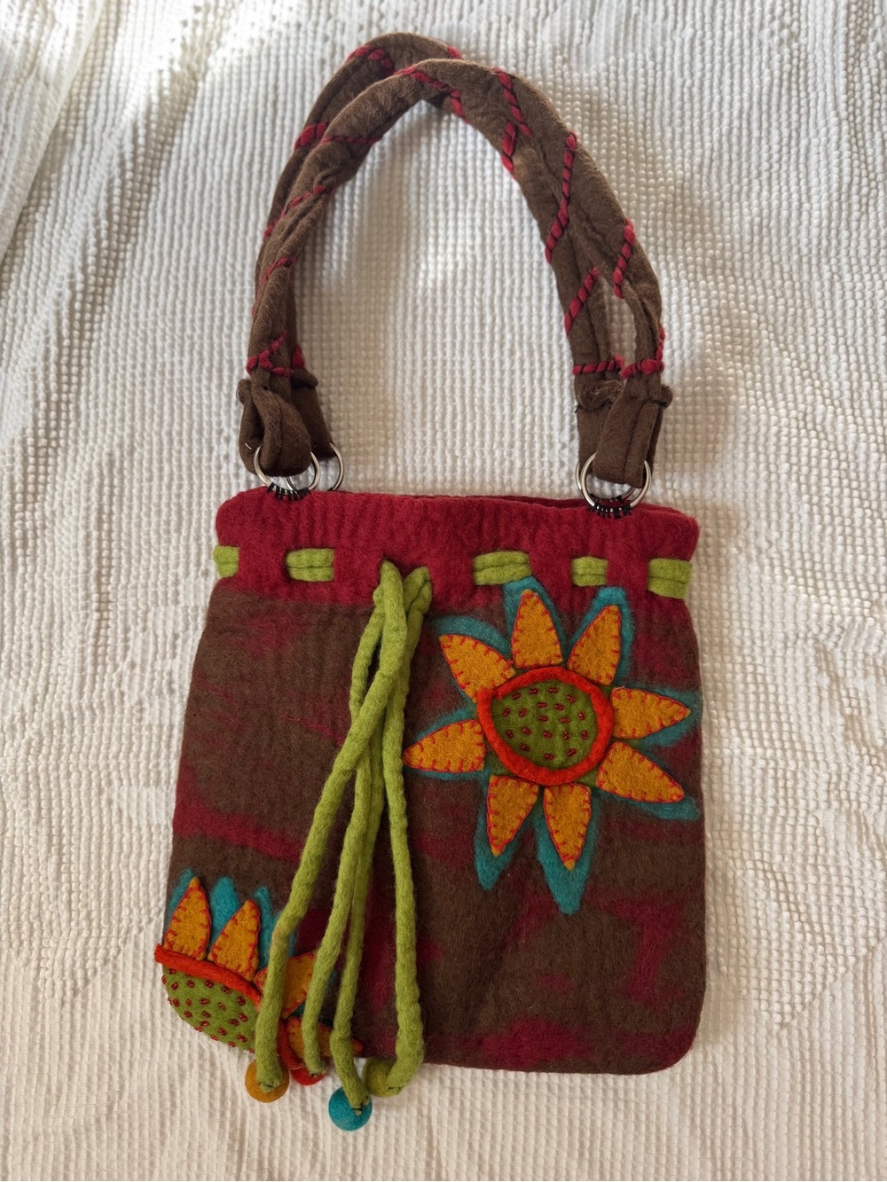 Boho Floral Felt Shoulder Bag